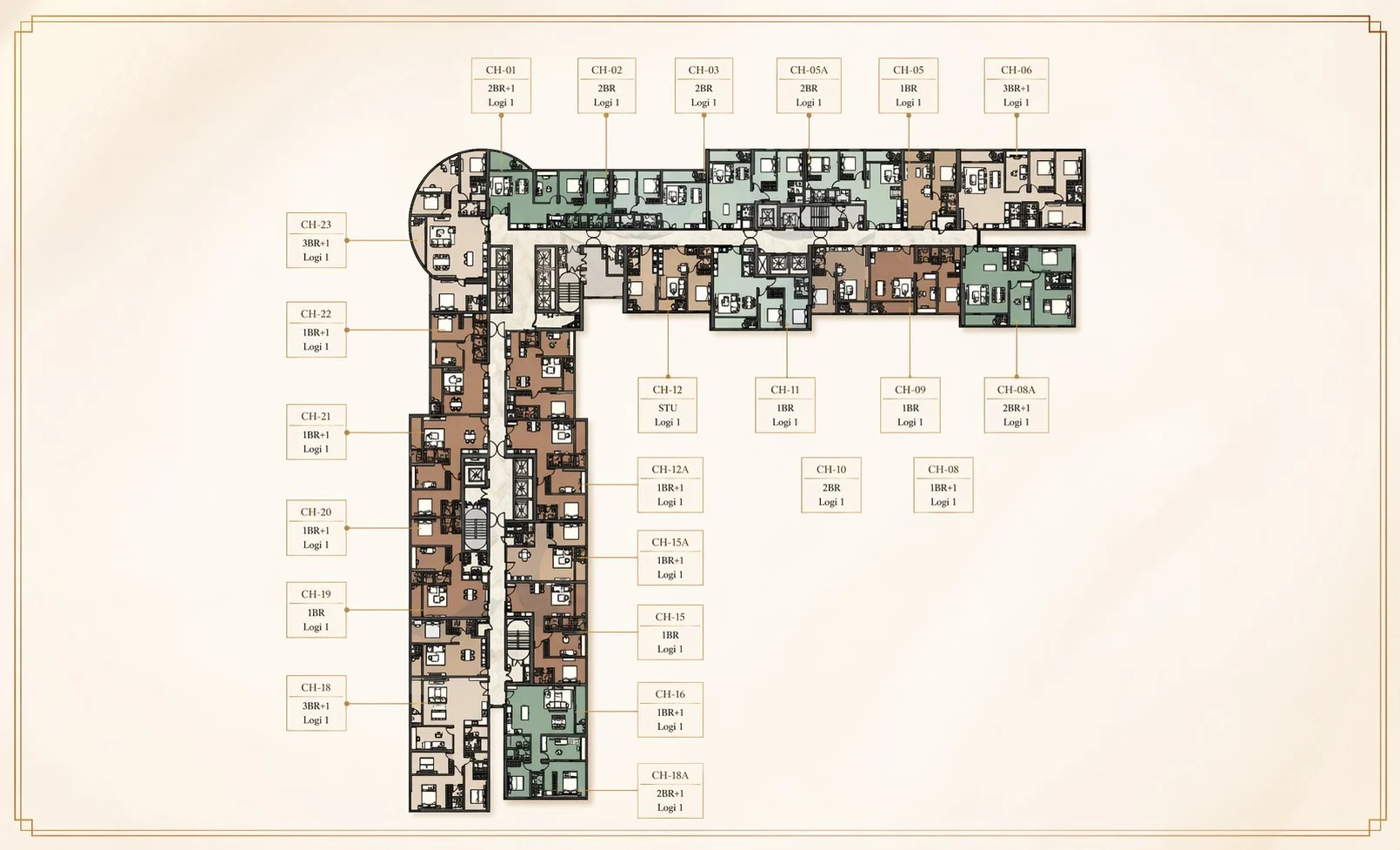 Mặt bằng Tháp HHA tầng 24-33