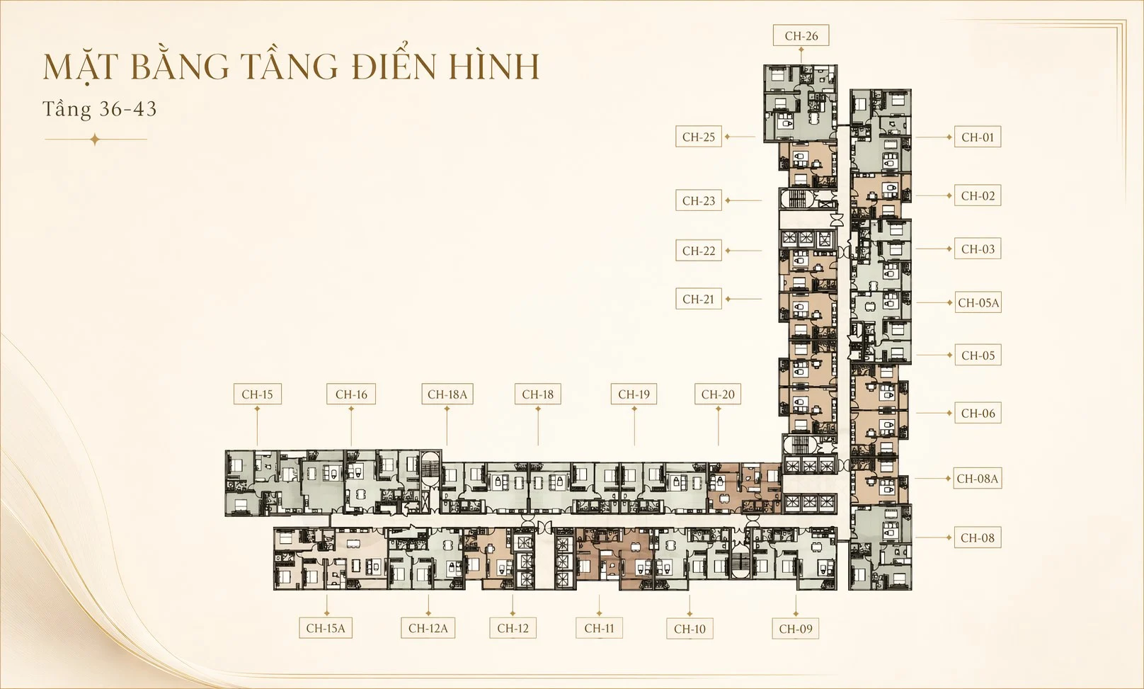 Mặt bằng Tháp HHB tầng 36-43